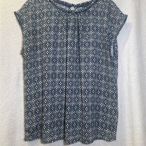 Ann Taylor Black and White Diamond Pattern Blouse